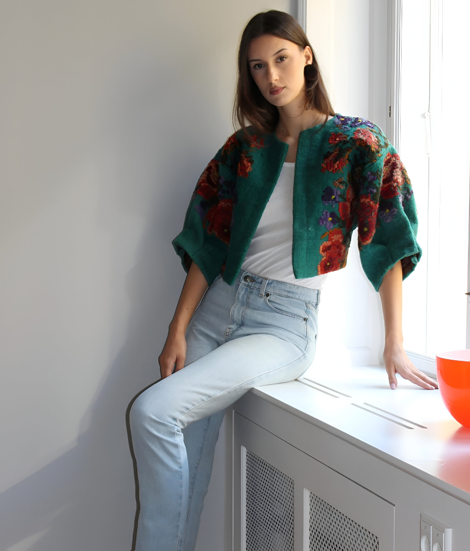 Green flower jacket