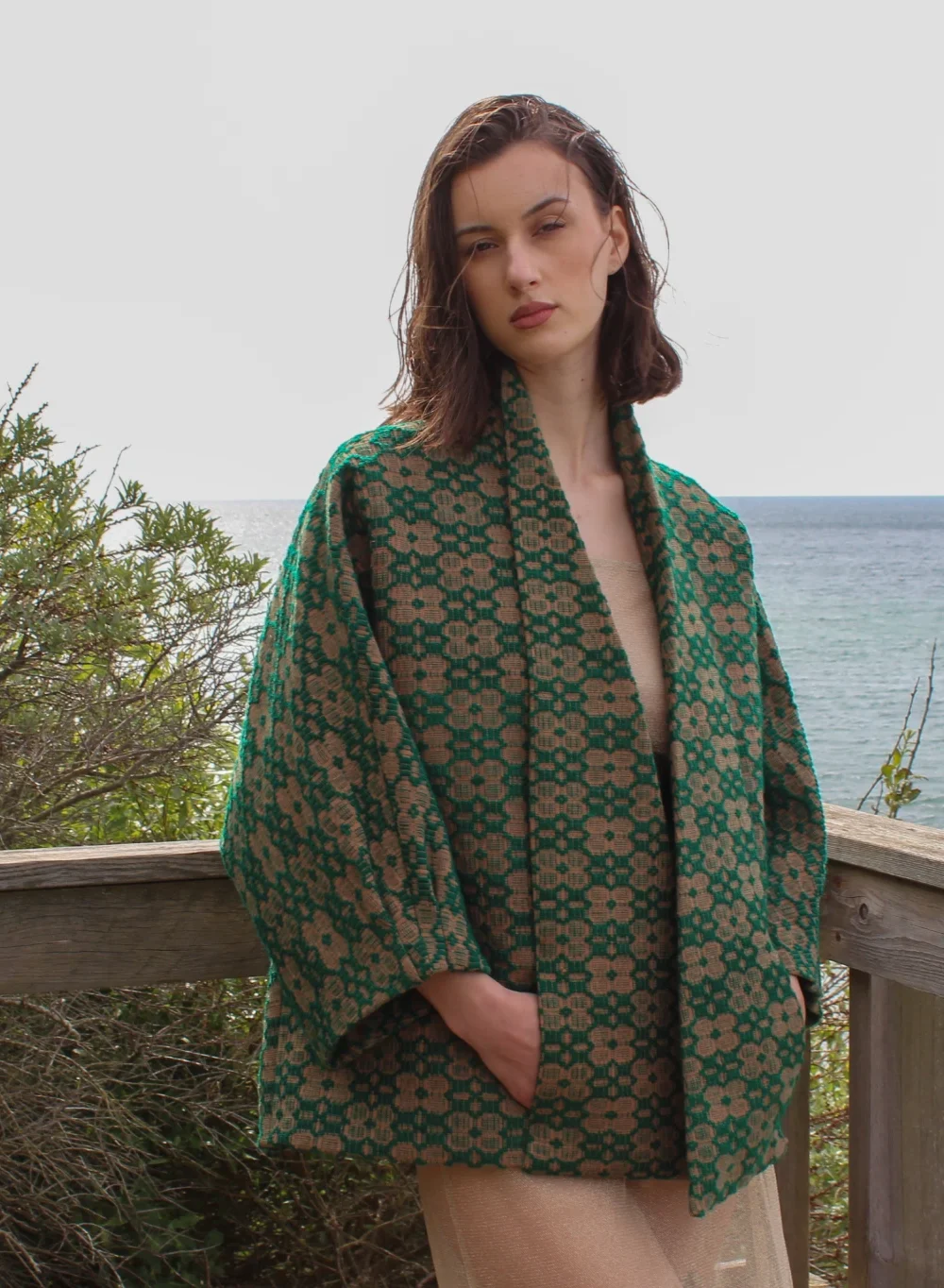 Green jacket hand woven