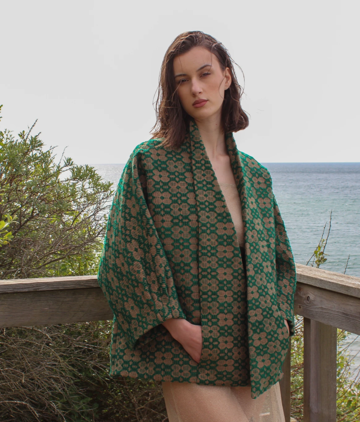 Green jacket hand woven - Image 3
