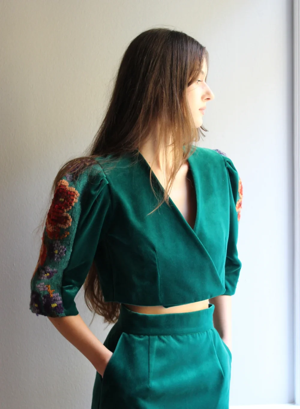 Green velvet jacket