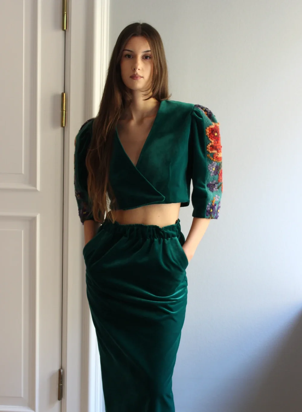 Green velvet jacket