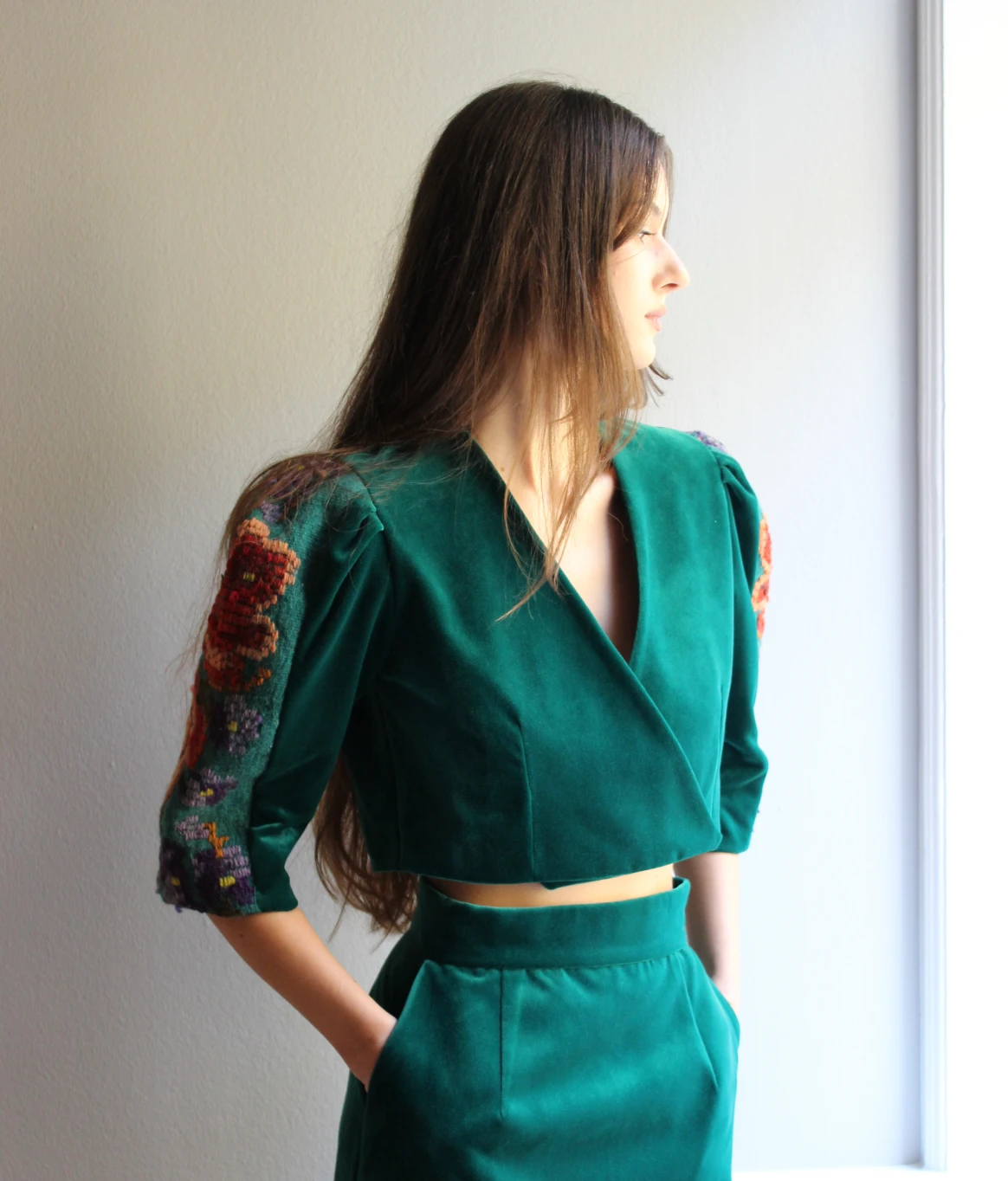 Green velvet jacket