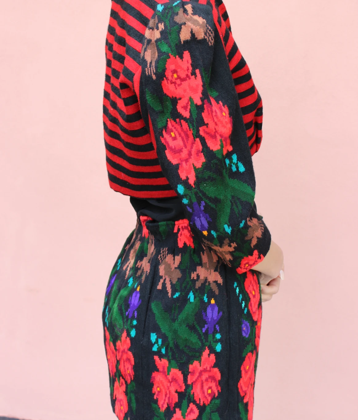 Wool stripe and flower jacket - Image 3