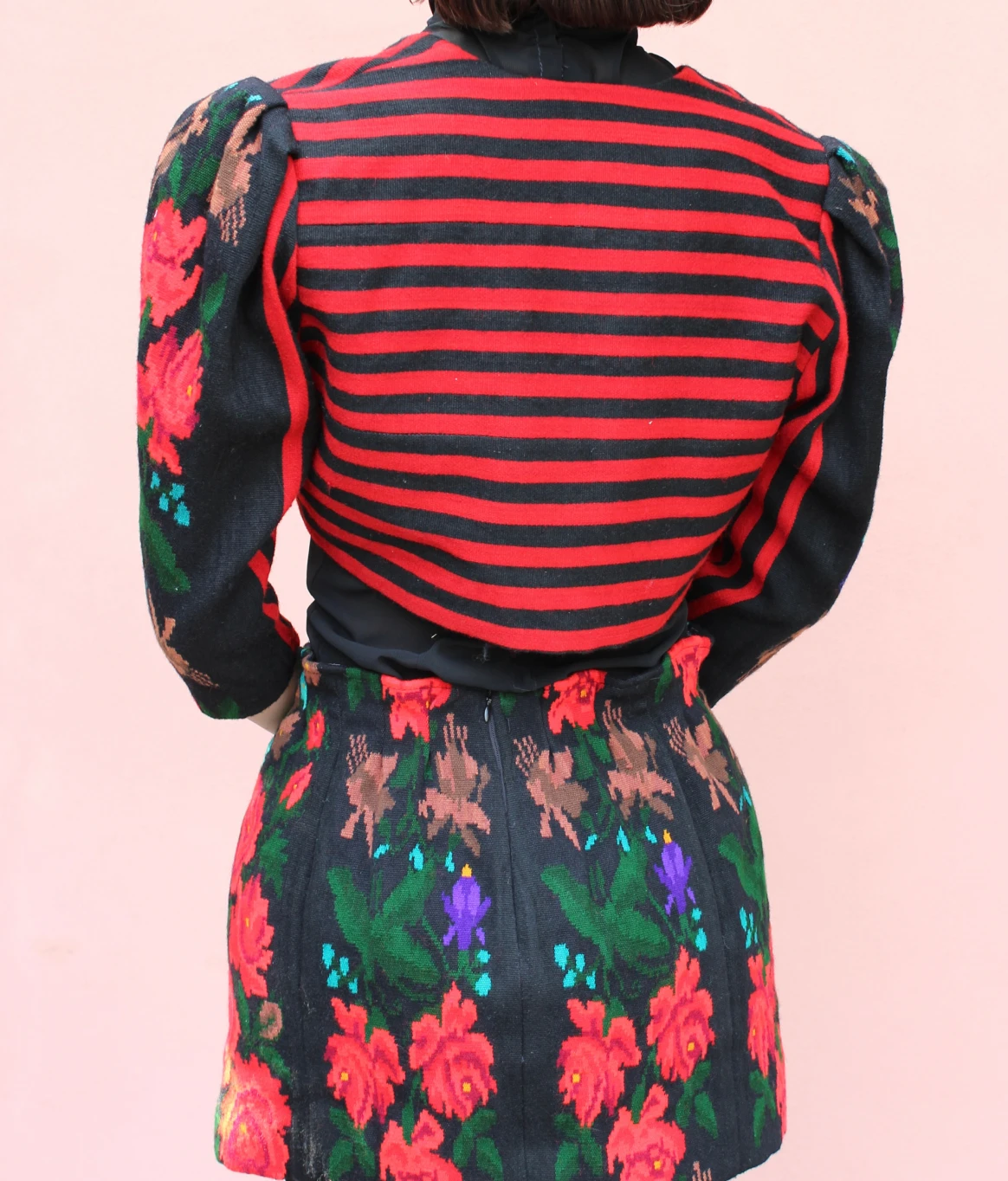 Wool stripe and flower jacket - Image 4