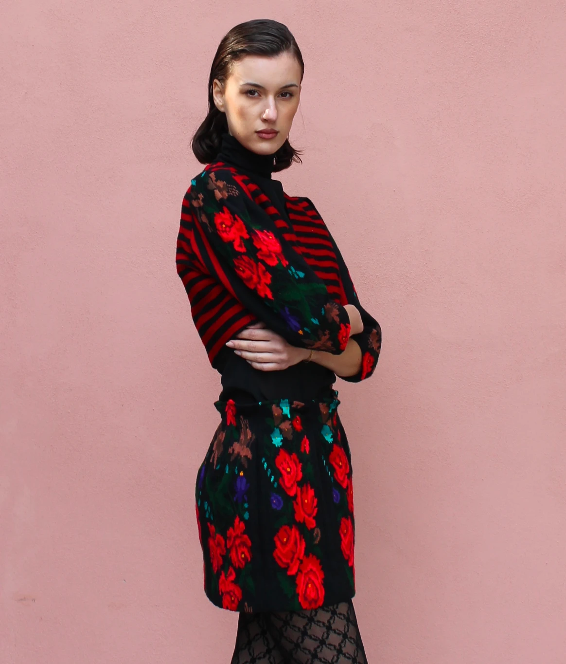 Wool stripe and flower jacket - Image 5