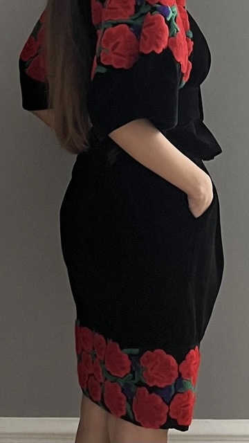 Velvet skirt with red embroidery - Image 5