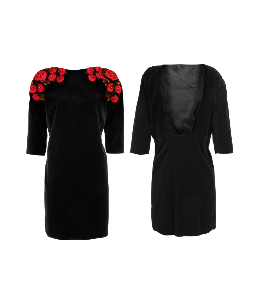 Mini dress with red embroidery