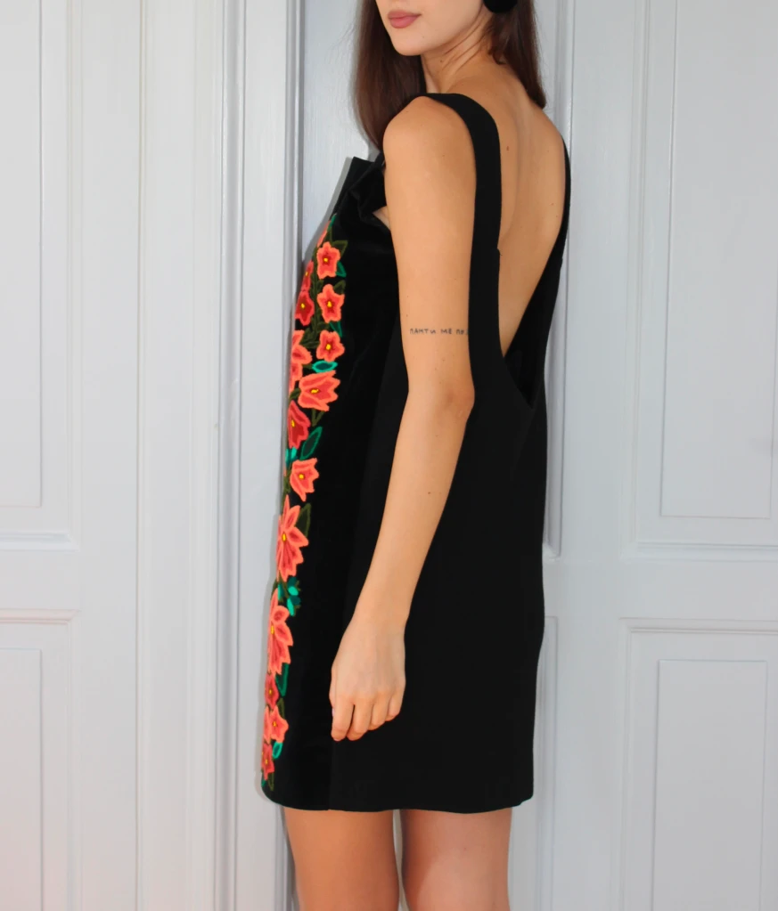 Mini front embroidered dress