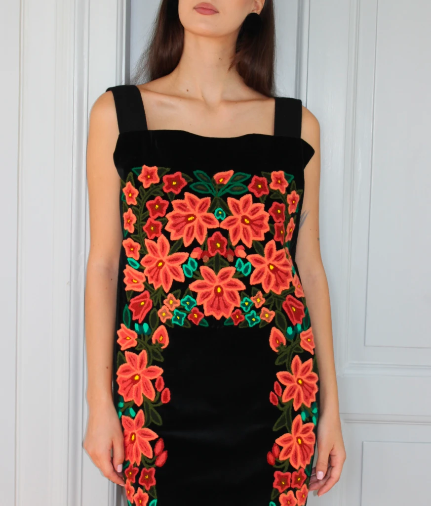 Mini front embroidered dress