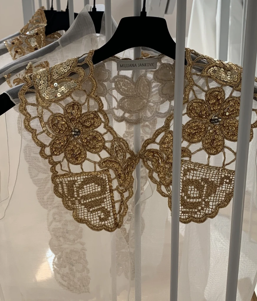 Organza top with golden collar