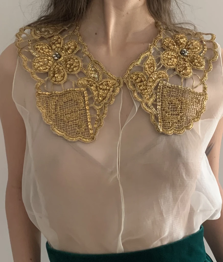 Organza top with golden collar - Image 5