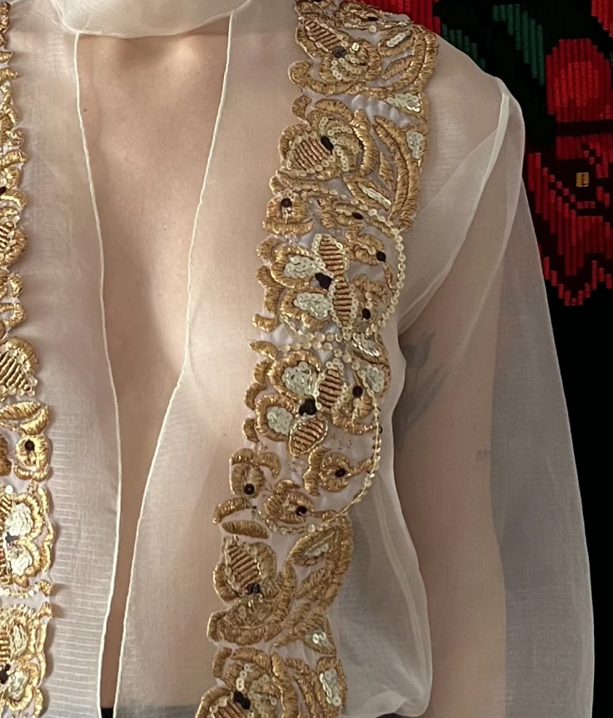 Organza top with golden embroidery