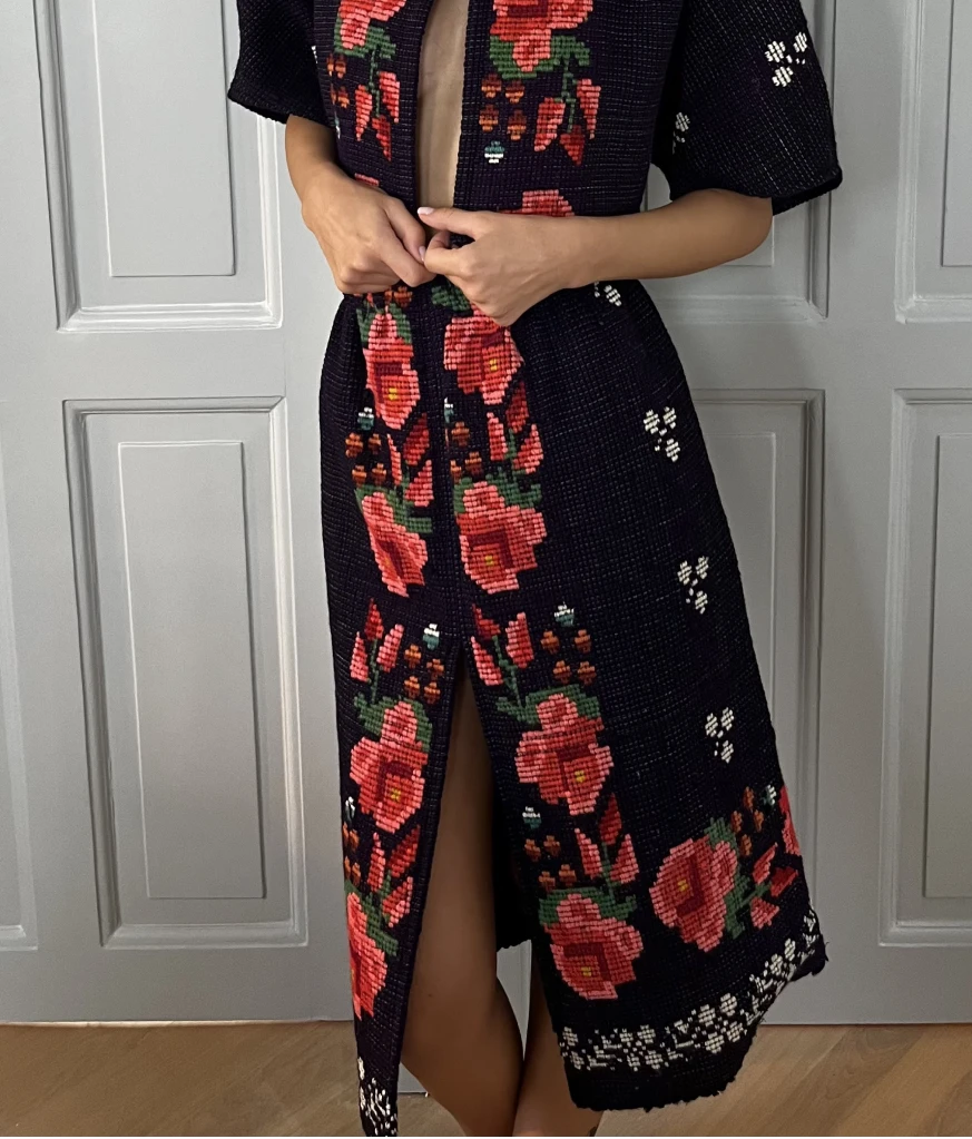 Wool indigo skirt