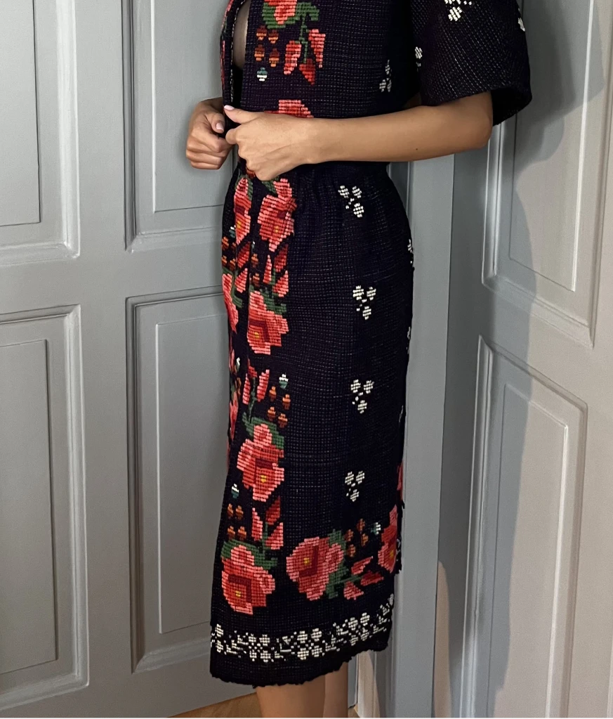 Wool indigo skirt