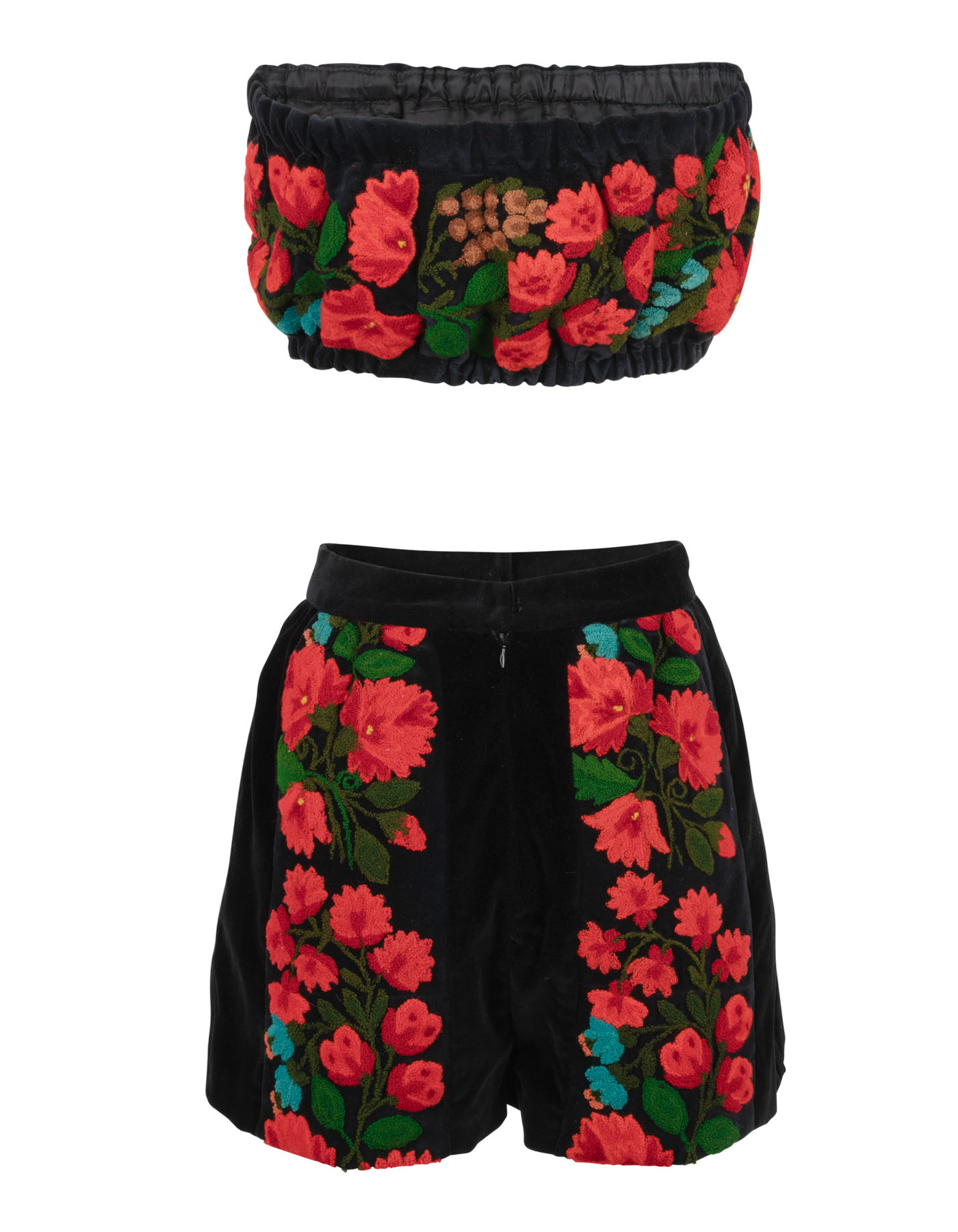 Velvet shorts and strapless velvet bandeau top - Image 3